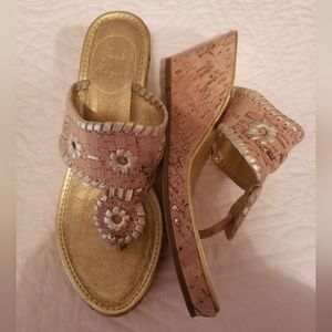 Jack Rogers gold and cork wedge sandal size 6